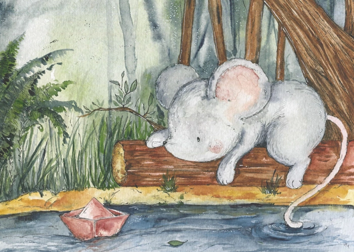 Mouse and paper boat